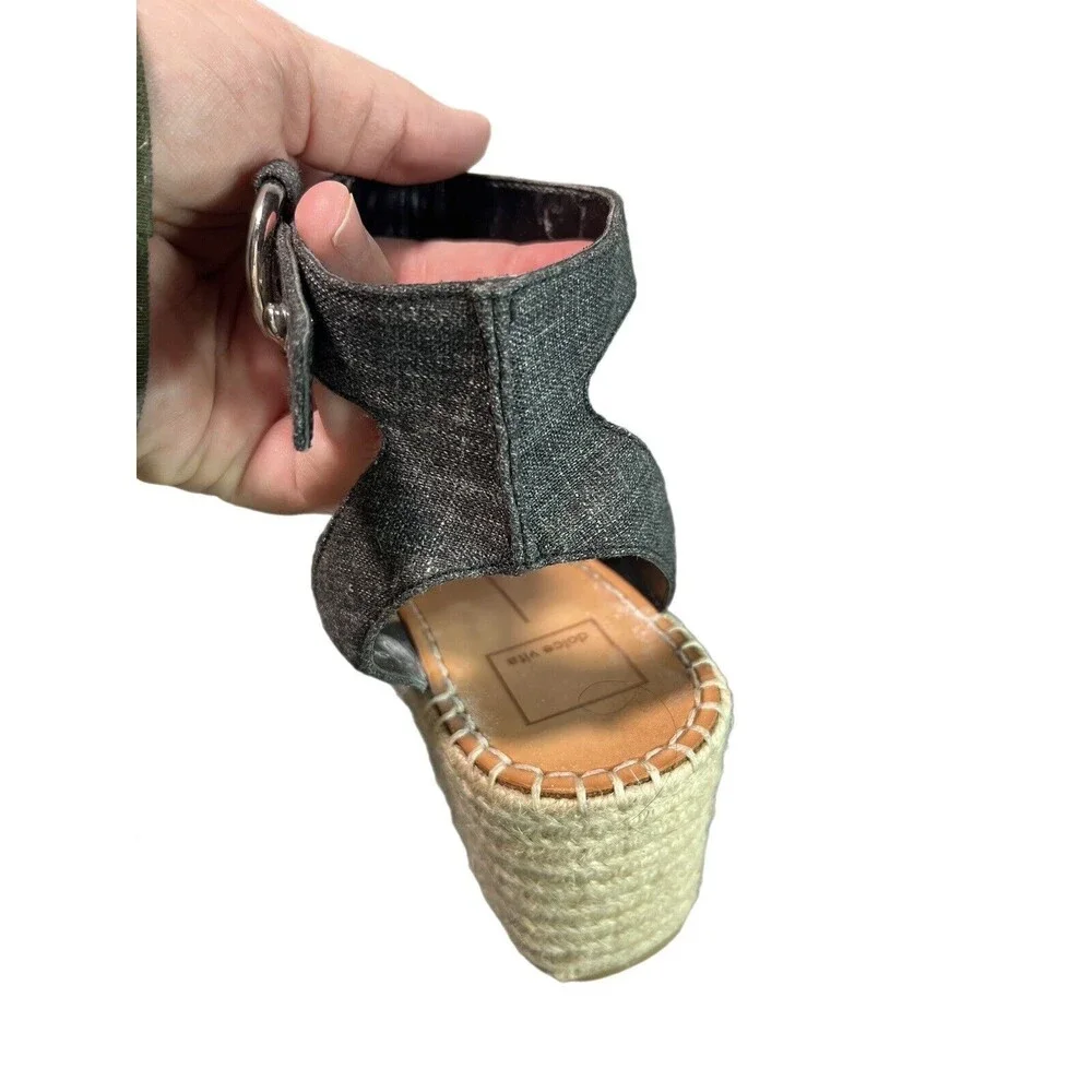 Dolce Vita Women's Lesly Espadrille Wedge Sandal Ash Denim Size 9.5